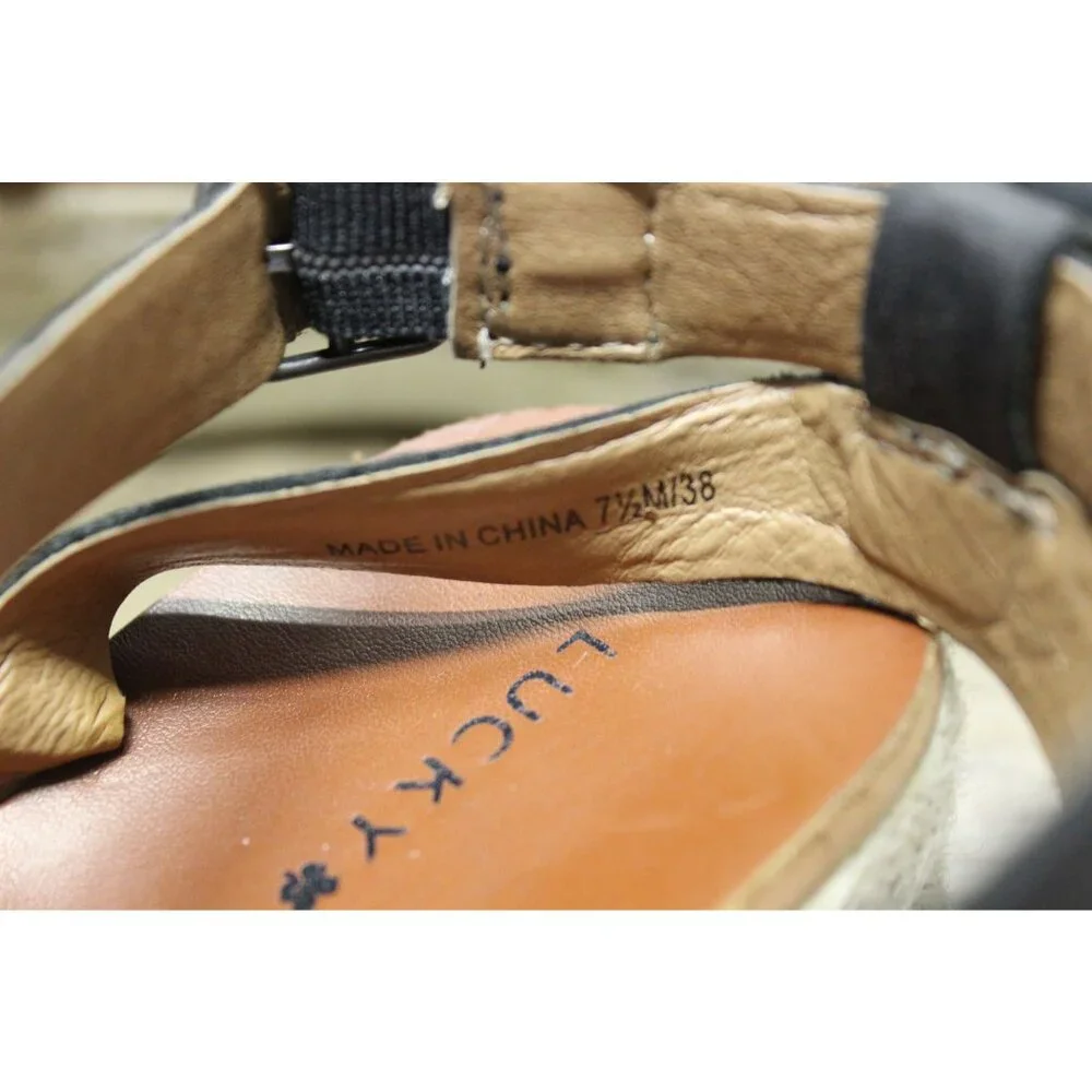 Lucky‎ Brand women's Jasmei strappy leather espadrille wedge sandals 7.5M